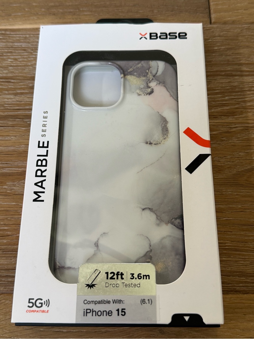 New xBase Marble Series iPhone 15 Case / iPhone 6.1” White Marble purple pink